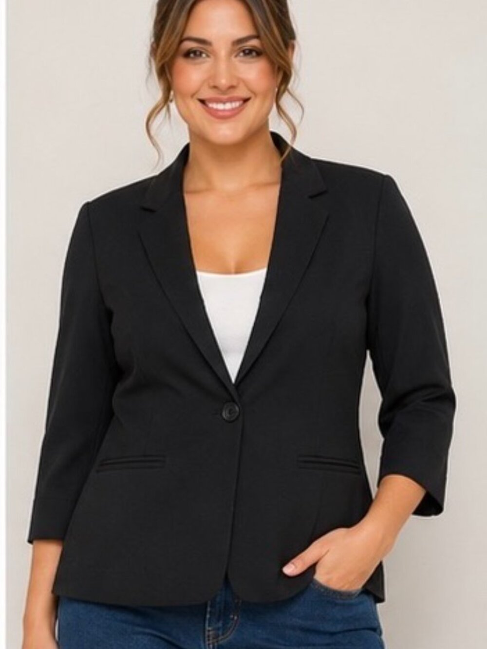 Lauren Conrad Women’s XS Black Blazer One Button Career Workwear Stretch Jacket